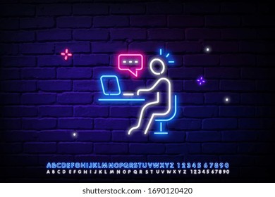 Call center, operator neon style icon. Simple thin line, outline vector of telecommunication icons for ui and ux.
