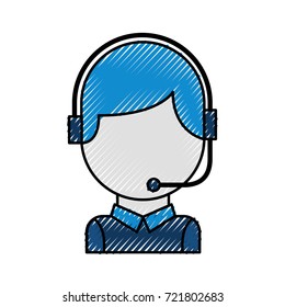 call center operator with phone headset