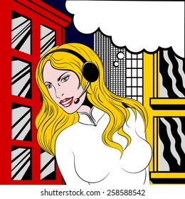 Call center operator pop art