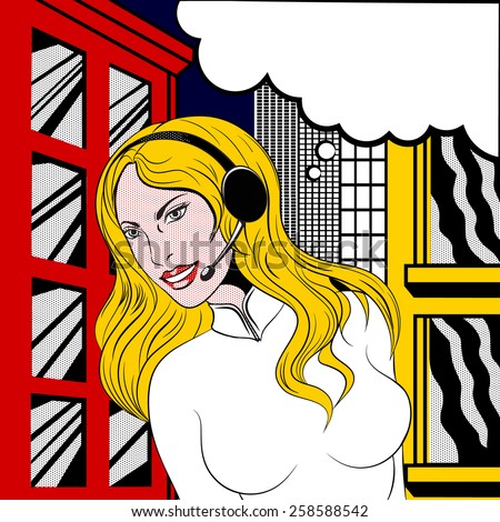 Call center operator pop art