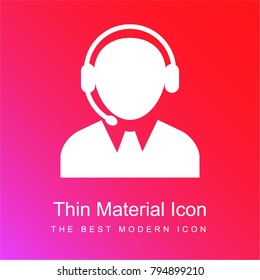 Call center operator red and pink gradient material white icon minimal design