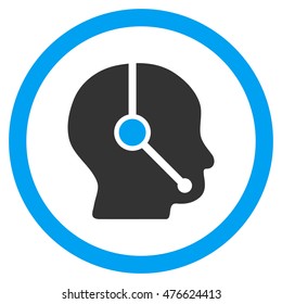 Call Center Operator rounded icon. Vector illustration style is flat iconic bicolor symbol, blue and gray colors, white background.