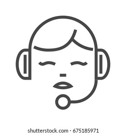 Call Center Operator Thin Line Vector Icon. Flat icon isolated on the white background. Editable EPS file. Vector illustration.