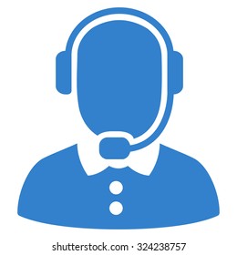 Call Center Operator vector icon. Style is flat symbol, cobalt color, rounded angles, white background.