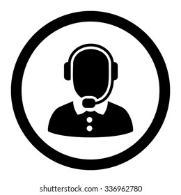 Call Center Operator vector icon. Style is flat rounded symbol, black color, rounded angles, white background.