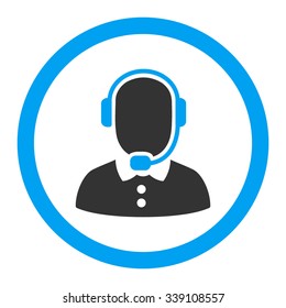 Call Center Operator vector icon. Style is bicolor flat rounded symbol, blue and gray colors, rounded angles, white background.