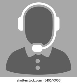 Call Center Operator vector icon. Style is bicolor flat symbol, dark gray and white colors, rounded angles, silver background.