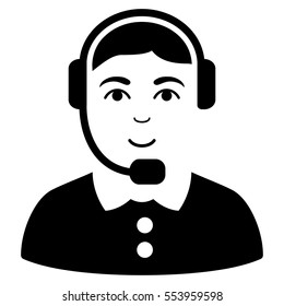 Call Center Operator vector icon. Flat black symbol. Pictogram is isolated on a white background. Designed for web and software interfaces.