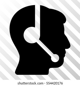 Call Center Operator vector icon. Illustration style is flat iconic black symbol on a hatch transparent background.