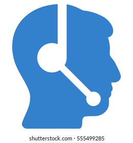 Call Center Operator vector icon. Style is flat graphic symbol, cobalt color, white background.