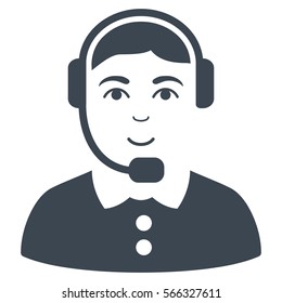 Call Center Operator vector icon. Flat smooth blue symbol. Pictogram is isolated on a white background. Designed for web and software interfaces.