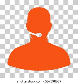 Call Center Operator vector icon. Illustration style is flat iconic orange symbol on a transparent background.