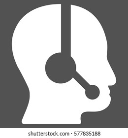 Call Center Operator vector icon. Flat white symbol. Pictogram is isolated on a gray background. Designed for web and software interfaces.