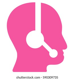 Call Center Operator vector icon. Flat pink symbol. Pictogram is isolated on a white background. Designed for web and software interfaces.