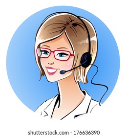Call center operator. Vector illustration.