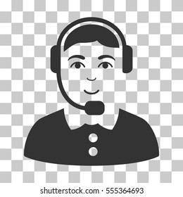 Call Center Operator vector pictogram. Illustration style is flat iconic gray symbol on a chess transparent background.