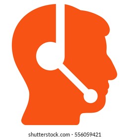 Call Center Operator vector pictogram. Style is flat graphic symbol, orange color, white background.
