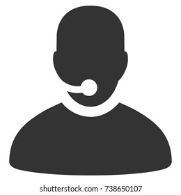 Call Center Operator vector pictogram. Style is flat graphic grey symbol.