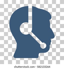 Call Center Operator vector pictograph. Illustration style is a flat iconic blue symbol on a transparent background.