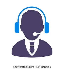 call center operator wearing headset vector concept silhouette icons. PDF 10