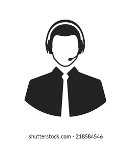 call center operator wearing headset vector concept silhouette icons