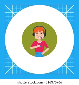 Call center operator wearing headset
