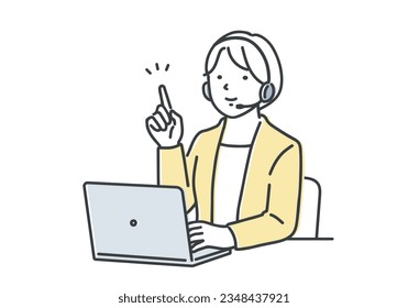Call center operator woman explaining.