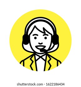 Call center operator. woman in headset. Vector illustration.