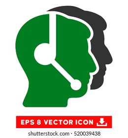 Call Center Operators EPS vector icon. Illustration style is flat iconic bicolor green and gray symbol on white background.