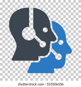 Call Center Operators icon. Vector pictogram style is a flat bicolor symbol, smooth blue colors, chess transparent background. Designed for software and web interface toolbars and menus.