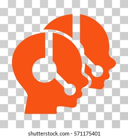 Call Center Operators icon. Vector illustration style is flat iconic symbol, orange color, transparent background. Designed for web and software interfaces.