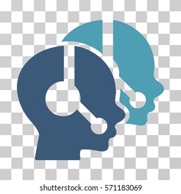 Call Center Operators icon. Vector illustration style is flat iconic bicolor symbol, cyan and blue colors, transparent background. Designed for web and software interfaces.