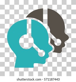 Call Center Operators icon. Vector illustration style is flat iconic bicolor symbol, grey and cyan colors, transparent background. Designed for web and software interfaces.