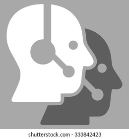 Call Center Operators vector icon. Style is bicolor flat symbol, dark gray and white colors, rounded angles, silver background.