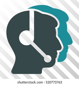 Call Center Operators vector icon. Illustration style is flat iconic bicolor soft blue symbol on a hatch transparent background.