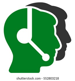 Call Center Operators vector icon. Style is flat graphic bicolor symbol, green and gray colors, white background.