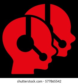Call Center Operators vector icon. Flat red symbol. Pictogram is isolated on a black background. Designed for web and software interfaces.