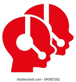 Call Center Operators vector icon. Flat red symbol. Pictogram is isolated on a white background. Designed for web and software interfaces.