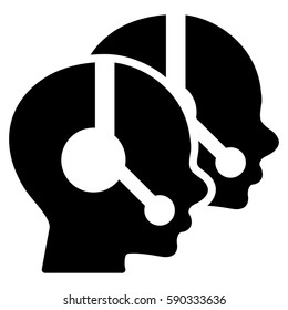 Call Center Operators vector icon. Flat black symbol. Pictogram is isolated on a white background. Designed for web and software interfaces.