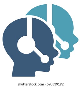 Call Center Operators vector icon. Flat bicolor cyan and blue symbol. Pictogram is isolated on a white background. Designed for web and software interfaces.