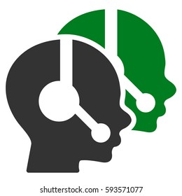 Call Center Operators vector icon. Flat bicolor green and gray symbol. Pictogram is isolated on a white background. Designed for web and software interfaces.
