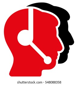 Call Center Operators vector pictogram. Style is flat graphic bicolor symbol, intensive red and black colors, white background.