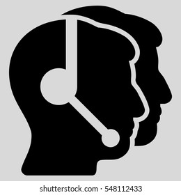 Call Center Operators vector pictogram. Style is flat graphic symbol, black color, light gray background.