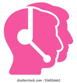 Call Center Operators vector pictogram. Style is flat graphic symbol, pink color, white background.
