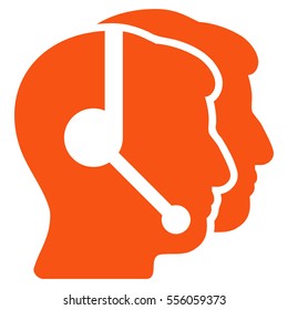 Call Center Operators vector pictogram. Style is flat graphic symbol, orange color, white background.
