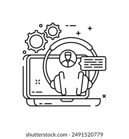 Call Center Outline Icon, Vector illustration