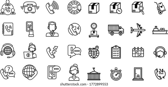 Call center outline and Call center outline Vector
