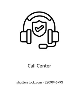 Call Center Outline Vector Icon Design illustration on White background. EPS 10 File