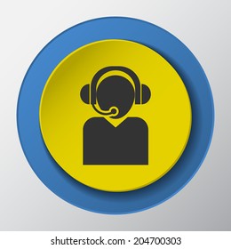 Call center paper icon with shadow. Vector illustrations.