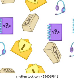 Call center pattern. Cartoon illustration of call center vector pattern for web design